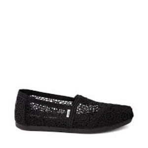 TOMS Women's Lace‎ Alpargata Eco Dye Black Crocheto Casual Slip-On Shoes Floral